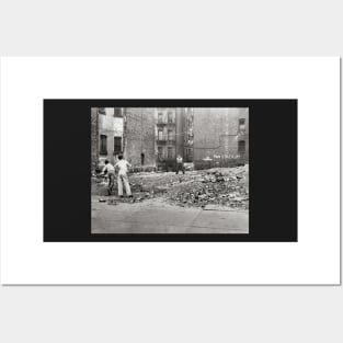 Boys Playing Sandlot Ball, 1954. Vintage Photo Posters and Art